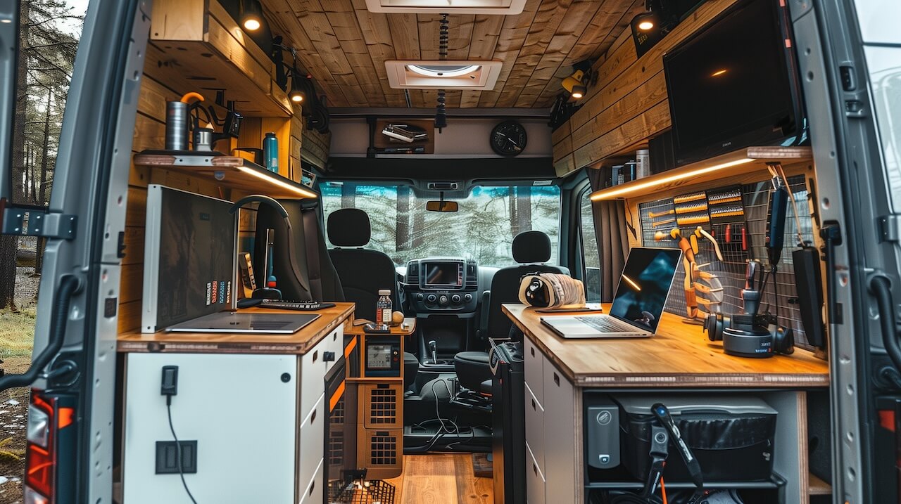 Intérieur d'un camping-car sombre