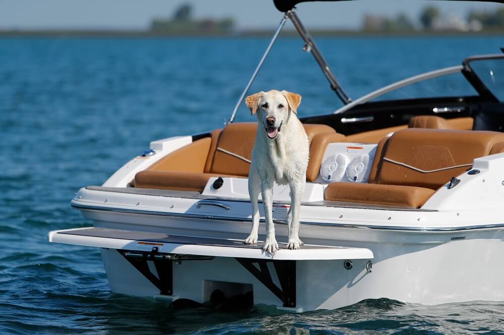 chien sur un bateau