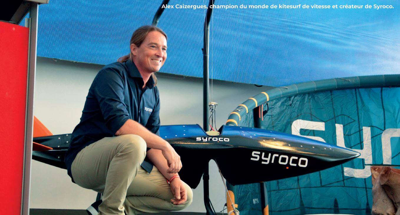 Alex Caizergues, champion du monde de kitesurf de vitesse et fondateur de Syroco.